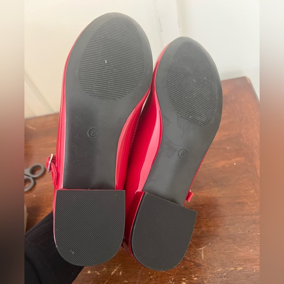 Red Patent Leather Mary Jane Flats size 8 never worn - Picture 5 of 8
